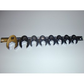 8PC Crows Foot Wrench Set Plus Rail