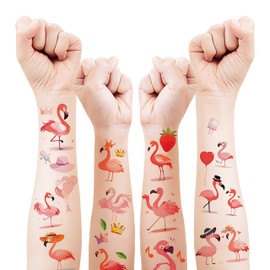 CharmBurst 10 Stück Flamingo Tattoos Kinder, Temporäre Tattoos mit Flamingo-Motiven, Hawaii- und Tropische Deko, Sommerfestzubehör, Flamingo- und Hawaii-Party Deko