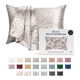Tafts Silk Pillow Cases - 22mm 100% Pure Mulberry 6A Silk Pillowcase for Hair & Skin with Zipper Closure, Cooling, Natural, Organic, Double Sided Silk Pillow Case (Leopard, King 20x36)