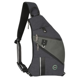 Vanlison Nylon Crossbody Sling Bag Backpack Chest Shoulder Bag for Men Women (C-Dark Gray)