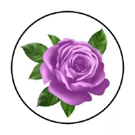 Homemade 48 PURPLE ROSE ENVELOPE SEALS LABELS STICKERS 1.2" ROUND