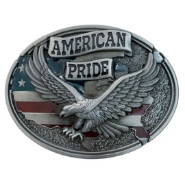 LKKLUYIC American Pride Eagle Belt Buckle, Patriotic Flag Design, Western Style, Silver