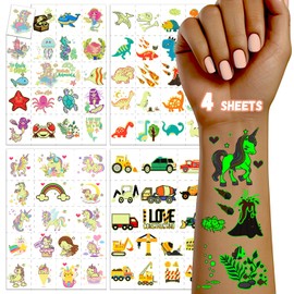 TatoYard 68 Styles+ Kids Tattoos for Goodie Bags Stuffers, Glows Temporary Tattoos Stickers for Kids Party Favors, Birthday Favors/Toys/Games for Party Supplies Decorations (Various)