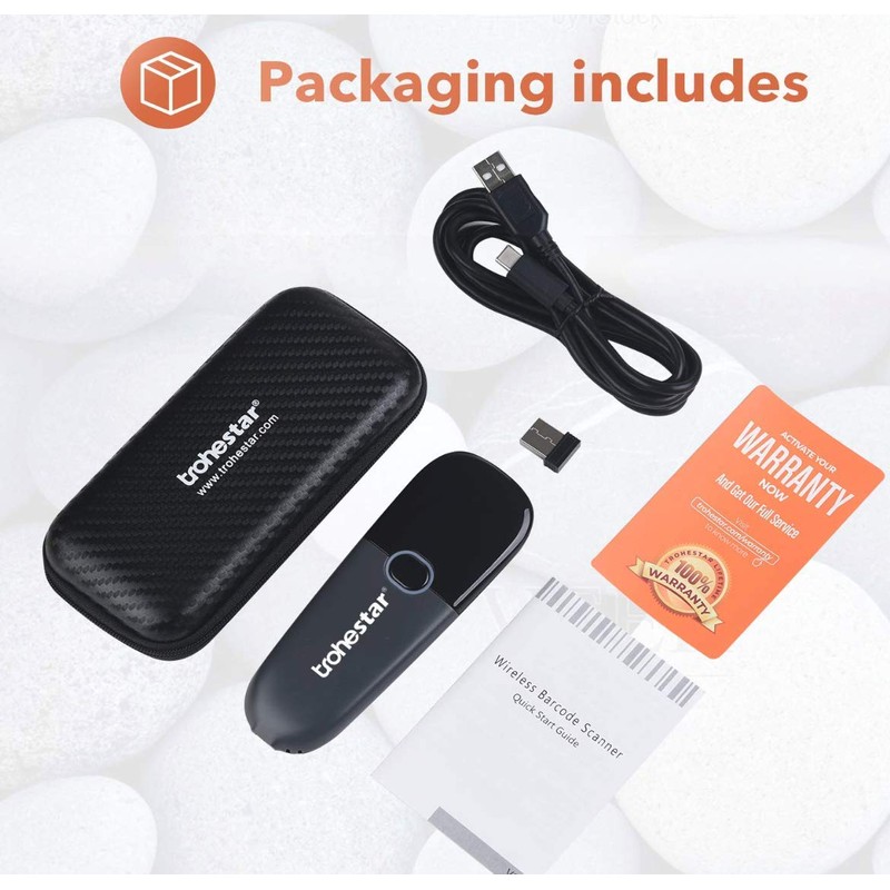 Trohestar Wireless Barcode Scanner Support Bluetooth 2.4GHz USB Connection,1D Barcode
