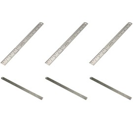 Stainless Steel Ruler Set, 3 x 12 inches & 3 x 6 inches, Flexible, Inches/Centimeters, Pack of 6