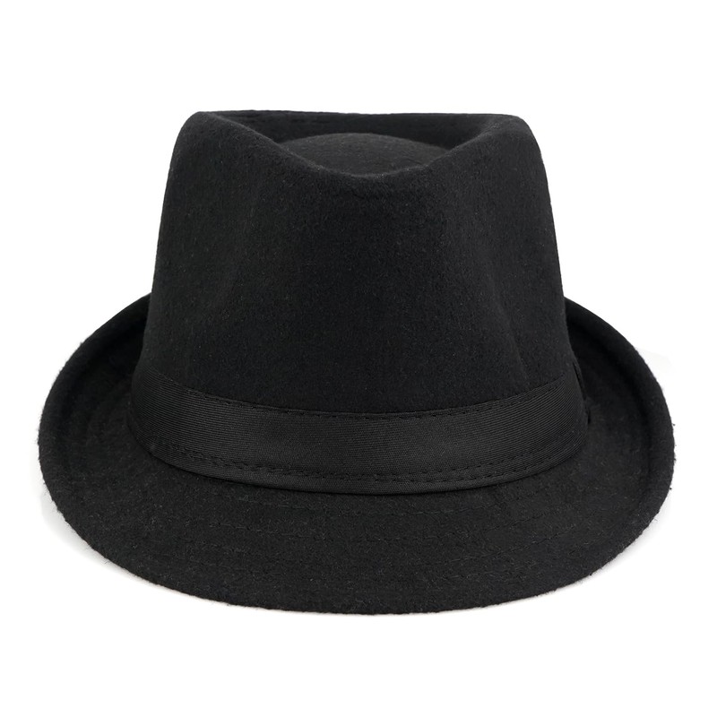 Initlove Mens Fedora Hat Classic Felt Panama Hat Short Brimmed