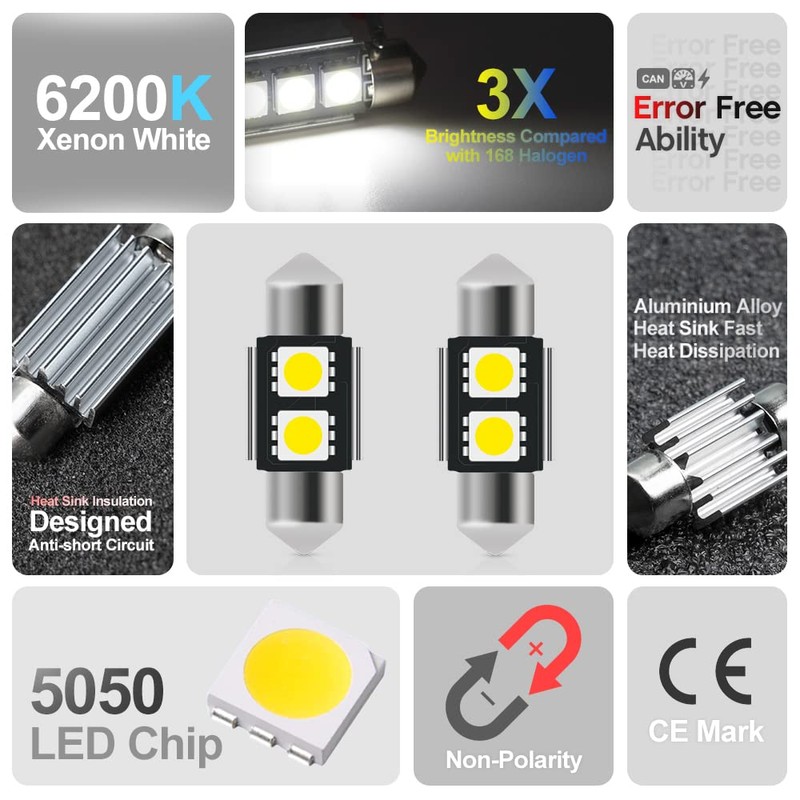 10pcs LED White Interior Lights Bulb for 2022- Nissan Pathfinder