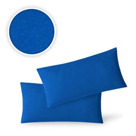 EXKLUSIV HEIMTEXTIL Cushion Cover Twin Pack with Zip 40 x 60 cm Jersey Royal Blue