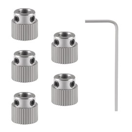 Aokin Stainless Steel Extruder Wheel Gear 36 Teeth Drive Gear 3D Printer Parts for Creality Ender 3, Ender 3 Pro, Ender 3 V2, Ender 5/5 Pro/5 Plus, CR-10/10S, CR-10 S4, CR-10 S5, 5 Pcs with a Wrench