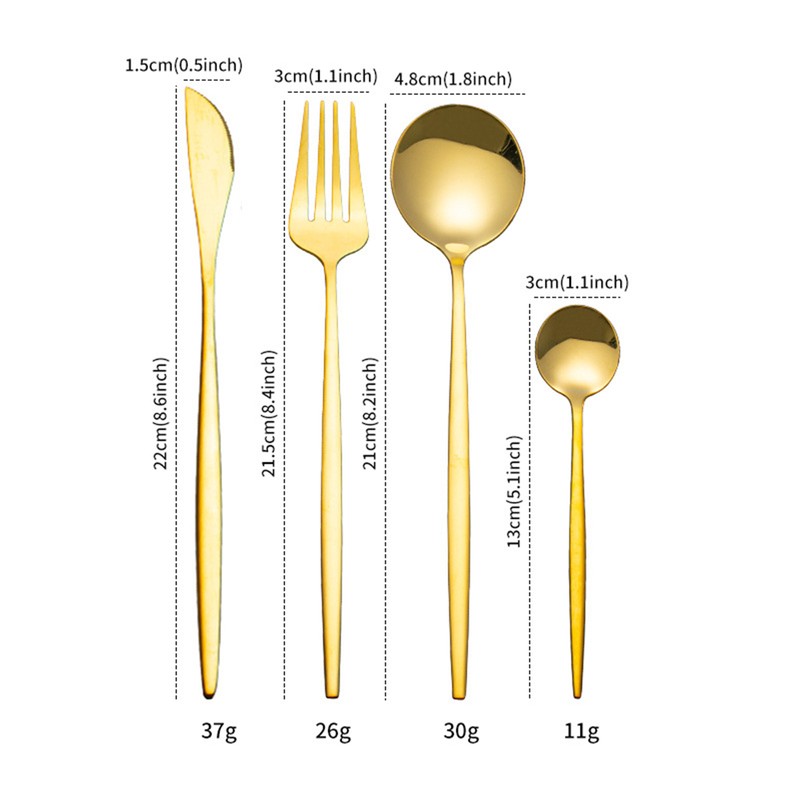 24Pcs Stainless Steel Dinnerware Set Kitchen Cutlery Set Knife Fork