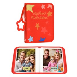 Baby's My First Photo Album for Baby Holds 21 4x6 Photos, Baby Photo Album Soft Cloth Family Book, My First Family Album for 4x6 Baby Shower Kids Toddlers Family Pictures, Toddler Photo Album (Red)
