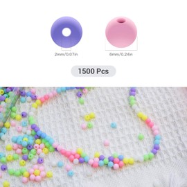 Colourful Beads for Threading Approx. 1500 Pieces, Acrylic Beads 6 mm with Hole Round, Beads for Threading Children and Adults, Craft Beads for DIY Bracelets, Jewellery Making, Necklaces, Crafts
