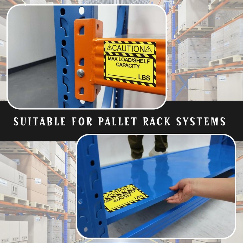 Pallet Rack Capacity Labels 3×4 Inch Caution MAX Load/Shelf LBS