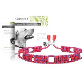 Ganzoo EM Keramik Dog Collar/Paracord 550 with Decorative Beads and Tubes/Pipes/Size S 33-42 cm/Dog Collar/Adjustable with Cord Stopper/Colour Anemone