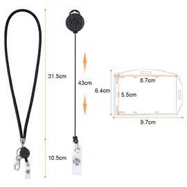 Vicloon Vicloon Lanyard mit Kartenhalter, Kristall Lanyard Halskette mit Transparent ID Karten Halter, ID Card Holder Abzeichen Kit für Schlüsselanhänger und ID