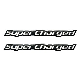 BETAM 2Pack Supercharged Emblem 3D Aluminum Sticker Decal Nameplate Badge Fit for Universal SUV Truck Car (Black)