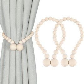 KLOGTSIND Magnetic Curtain Tiebacks, Curtain Tie Backs for Curtains 2 Pack, Wood