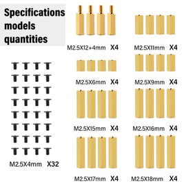 GeeekPi 64PCS Brass Spacers Standoffs Screws Assortment Kit for Raspberry Pi 5 & M.2 NVMe SSD PCIe Peripheral Board