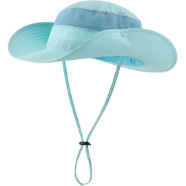 Connectile Unisex Outdoor Mesh Safari Hat, Solid, Wide Brim, UV Protection, Sun Protection, Fishing Cap, lakeblue
