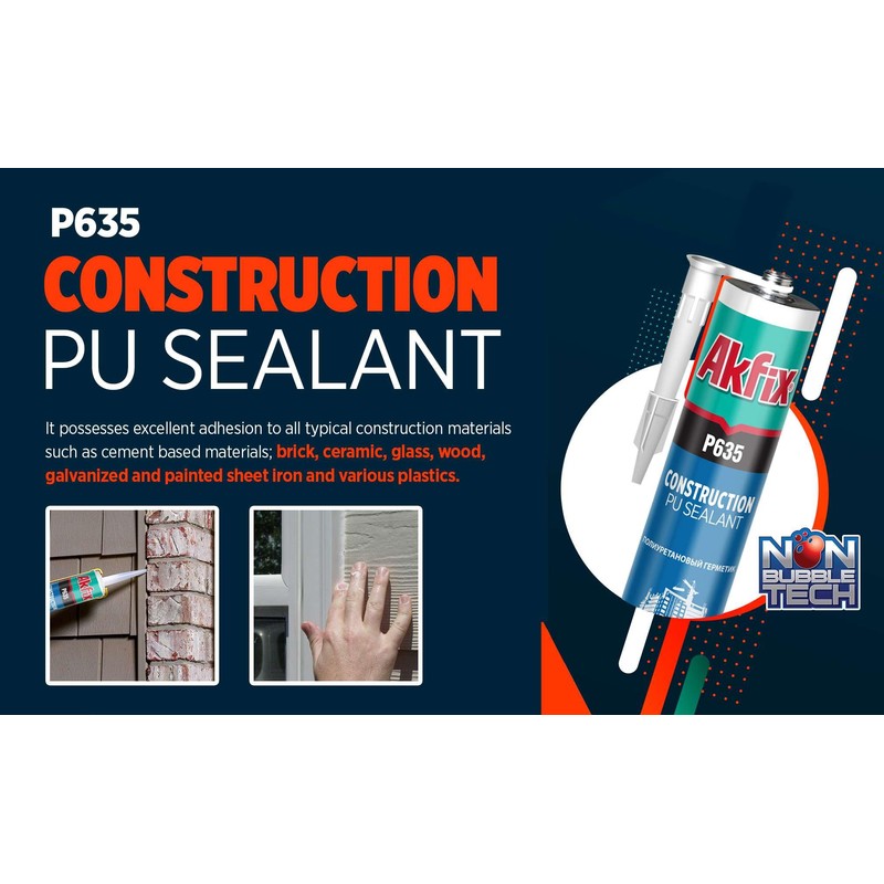 Akfix P635 Construction Sealant (1x10.4 oz.) Gray - Waterproof, Fast
