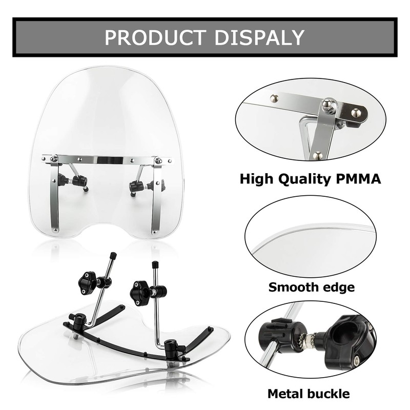 PSLER 18" x 16" Windshield Windscreen for 7/8" and 1"