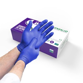 VENSALUD Disposable Nitrile Gloves, Dust-Free, Durable, for Laboratories, Sanitary, Kitchen, Tattoo Studios, Vets, Cleaning, Latex-Free, Pack of 100, Cobalt Blue, Size L