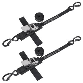 Ayaport Boat Tie Down Straps to Trailer (Stainless Steel Ratchet) 3 Feet, 2400lbs Break Strength Heavy Duty Ratchet Boat Straps, Boat Transom Boat Trailer Accessories for Boating Safety, Black