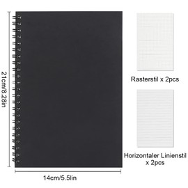 KUIZHEN A5 Spiral Notebook, 4 Packs Spiral Notepad A5 Lined Notebook 120 Pages/ 60 Sheets Bulk Journals Kraft Cover Notebooks for Business Office School Travel 20x14cm Black