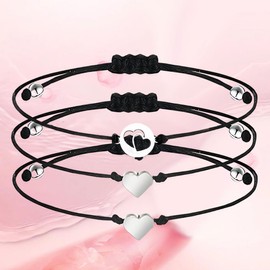 Mother and 2 Daughter Gift Set - Matching Bracelets for a Wonderful Family Band Gift for Mother's Day, Birthday or Just Because. Heart Charms Jewellery for Girls and Women