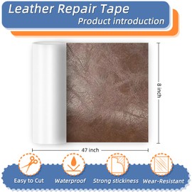 silllule Self Adhesive Leather Repair Patch Brown,8x47 Inch Leather Repair Tape for Furniture,Self Adhesive Leather Repair Tape for Couches,Bed,Car Seats,Chair