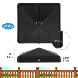 24 Pcs 4x4 Post Caps, Plastic Pyramid Caps Cover, Fits for Actual 4x4 Inch Wood Posts, UV Fade Resistant Outdoor Protection for Fence Mailbox and Deck, Long-Lasting, Black