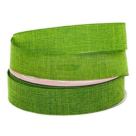 7/8" X 25 Yards Apple Green Faux Linen Ribbon