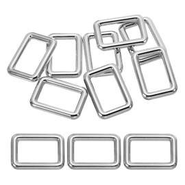 PATIKIL Flat Metal Rectangle Rings 1-1/4" / 32mm, 8 Pcs Square Loop Webbing Belt Buckle for Strap Keeper Leathercraft Bag Belt DIY Purse Making Silver