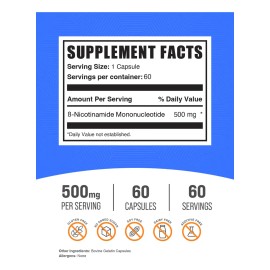 Bulk Suplements Nmn Mononucleótido De Nicotinamida 60 Caps