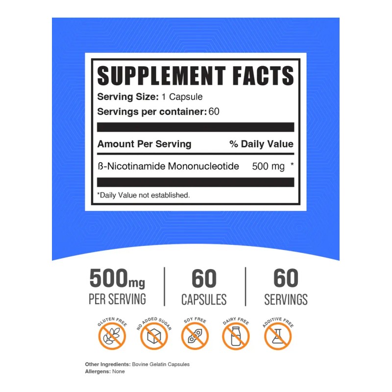 Bulk Suplements Nmn Mononucleótido De Nicotinamida 60 Caps