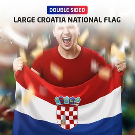 5x3ft Double Sided Croatia National Flag Banner with Two Brass Grommets, Flags Banner, Large Croatia Flags for Parade, Patriotic Activities, Garden Home Decoration