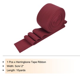 PATIKIL Cotton Twill Tape 2 Inch 10 Yards Cotton Ribbon Bias Binding Tape Herringbone Webbing Trim for Sewing Gift Wrapping Craft DIY Dark Red