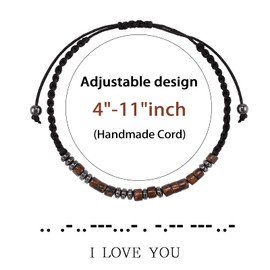 CheersLife To My Son Morse Code Bracelets from Mom Father I Love You Birthday Father's Day Christmas Gifts for Son Wrap Stand String Wood Men's Bracelet