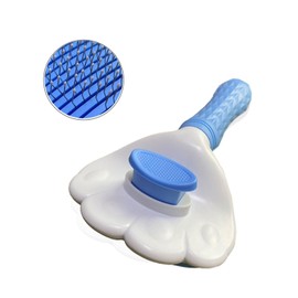 STAY Four Pet Brush, For Dogs and Cats, Slicker Brush, Hair Loss, Easy To Remove Hair With A Press Of A Button, One Push Type, Painless, Massage, Washable, Short Hair, Medium Hair, Long Hair (Blue)