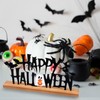 Metal Happy Halloween Sign Halloween Table Decor with Wooden Base