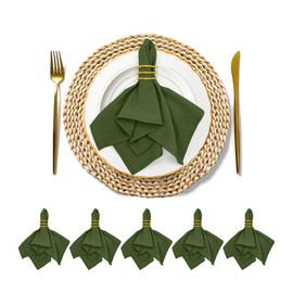 ZURLEFY Olive Green Table Cloth Napkins Set of 6, Washable and Reusable Cotton Napkins for Family Dinning, Christmas Party Wedding Decoration(05-17-6)