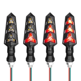 wuyaoyao 4PCS Motorcycle Turn Signals, 12V Motorcycle Blinkers, Flowing Motorbike Front Rear Indicators, Y Shape LED Turn Signal Light DRL Universal for Motorbike Scooter Off Road (Red)