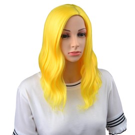 BERON 14" Women Girls Short Curly Wavy Bob Wig Rose Net with Wig Cap (Yellow)