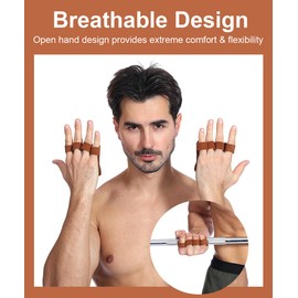 SUJAYU Weight Lifting Gloves for Men and Women - Workout Grips and Weightlifting Gloves (Brown)