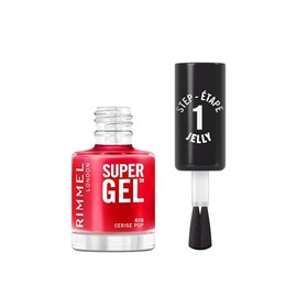 Rimmel Super Gel Jelly Gloss 016 Cherry Pop, langer Halt, einfache Anwendung, Maniküre, Gel-Effekt, splitterfest, klare Formel, 12 ml