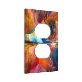 Wpshijia Light Switch Cover Plate Iridescent Abstract Colorful Clouds 1 Gang Duplex Outlet Covers Rainbow Decorative Switch plate Electrical Wall Plates Receptacle Cover for Bathroom Home Decor