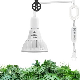 RDJ Bouns Hanging Grow Lights for Indoor Plants, 26W Full Spectrum 4H/8H/12H Timer Switch, 16.4FT Power Cord, Plug in Pendant Grow Light with Adjustable Pulley for Plants, Gifts for Gardening Lovers