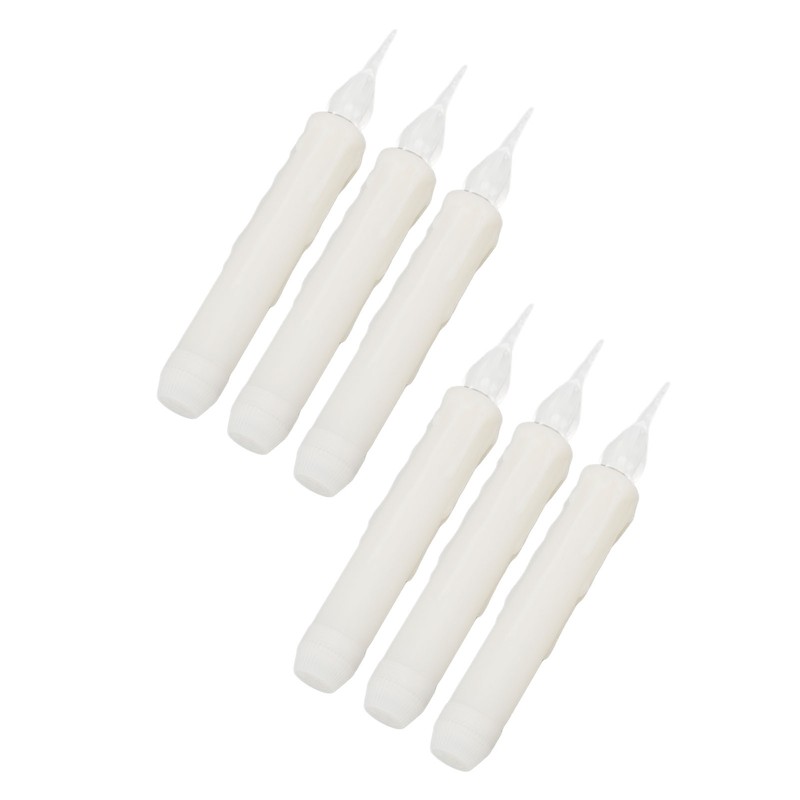 6 Pcs LED Taper Candles Smokeless Reusable Warm Light Long