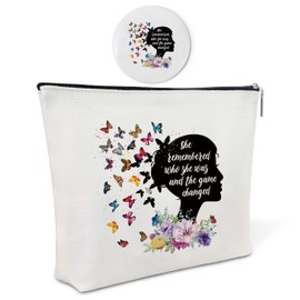 Canvas Makeup Bag with Mirror,Purse Zipper Cosmetic Bag,Travel Makeup Pouch,Makeup Bag for Purse,Birthday Gift,Graduation Gift,Inspirational Gifts for Sister,Women,Girls,Her,Best Friend,Niece,19