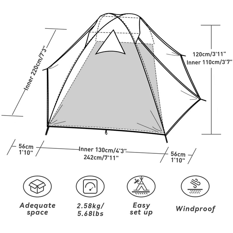Forceatt Camping Tent-2 Person Tent, Waterproof & Windproof. Lightweight Backpacking